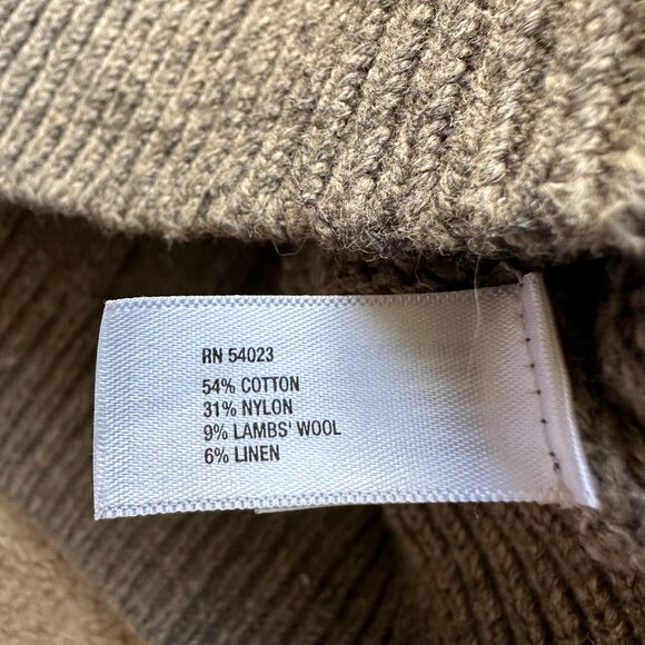 Gap Sweater Womens XL Wool Linen Blend Button Up Long Sleeve Mock Neck Brown - Picture 11 of 11